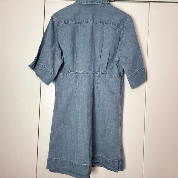 Sea New York Denim Shirt Dress Size 6 Blue Button Front Cotton Linen - Picture 3 of 7